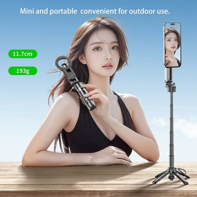 Alt view image 4 of 5 - Magnetic Mini Selfie Stick Tripod Compatible with MagSafe for iPhone