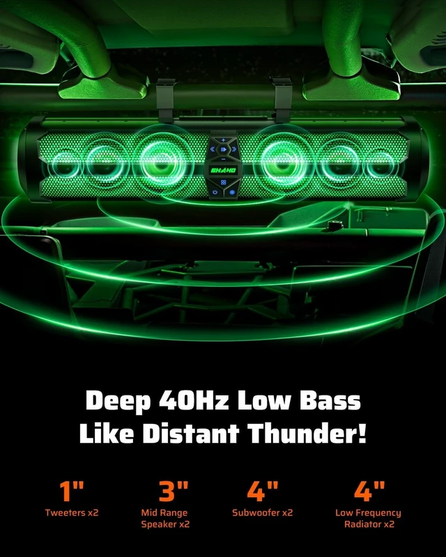 Alt view image 2 of 5 - Ehaho Rumble-X Series 36-inch UTV Sound Bar600W Peak Power & 10-Speaker