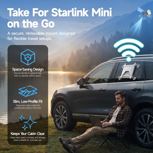 Alt view image 2 of 5 - Suction Cup Mount for Starlink Mini, 4 Strong Suction Cups for Car Window, Sunroof & Windshield, Heavy Duty Car Mount and Roof Mount for RVs, Trucks, Boats, and Road Trips