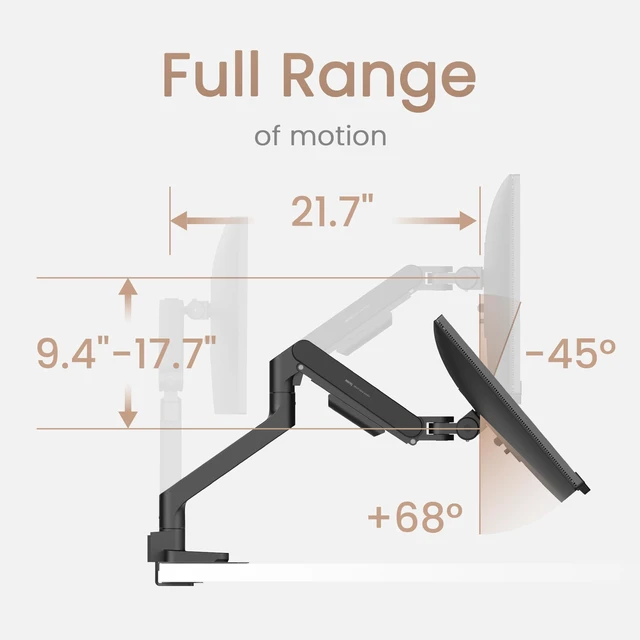 Alt view image 3 of 5 - BenQ ErgoArm BDL01 Dual Monitor Arm for 2 Screens up to 35" & 24 lbs. Black