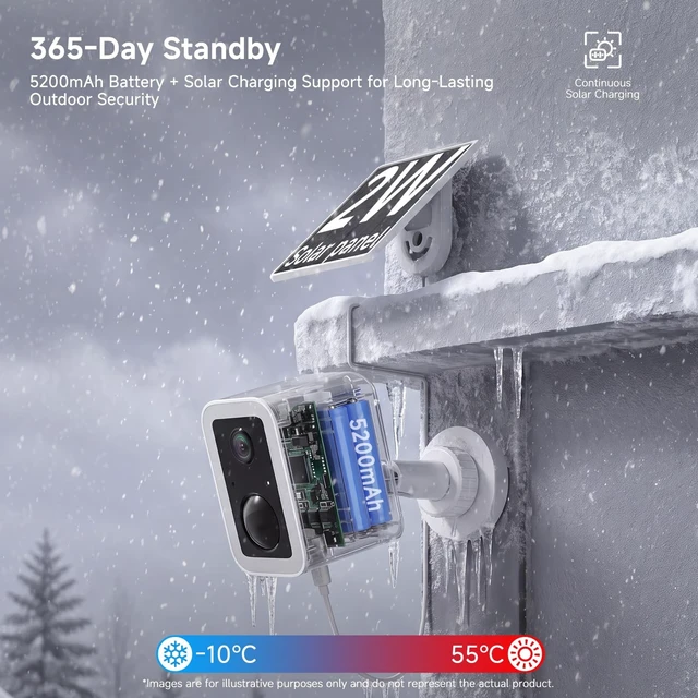 Alt view image 3 of 5 - VSTARCAM 2K Solar Security Camera Outdoor Wireless, 128GB SD Card Included, Free Cloud Storage, 5200mAh Battery & Solar Panel, Magnetic Quick Mount No Drill Installation, PIR Human Detection