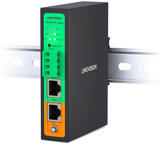 Main image of LINOVISION Industrial 2.5G PoE++ Splitter, BT 90W PoE to DC 5/9/12/24V