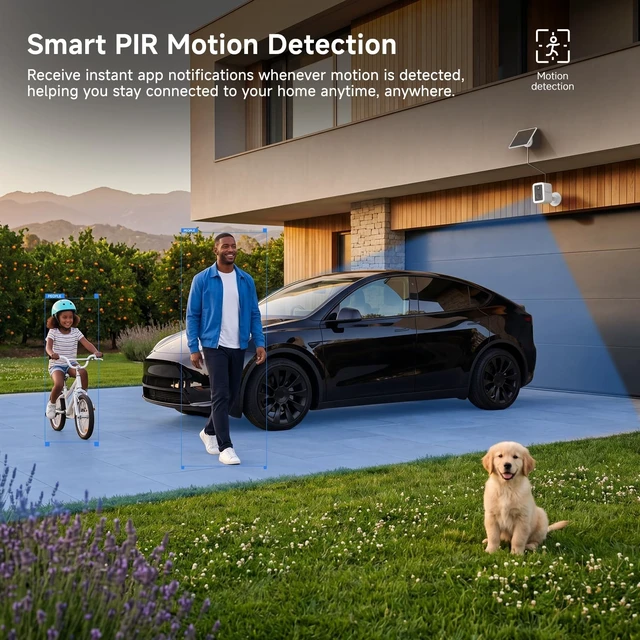 Alt view image 5 of 5 - VSTARCAM 2K Solar Security Camera Outdoor Wireless, 128GB SD Card Included, Free Cloud Storage, 5200mAh Battery & Solar Panel, Magnetic Quick Mount No Drill Installation, PIR Human Detection