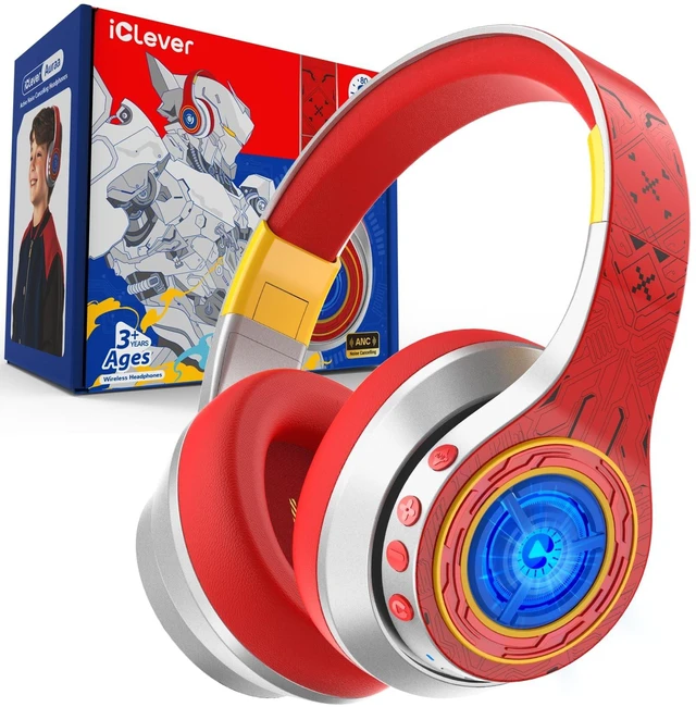 Main image of iClever Noise Cancelling Headphones for Kids Bluetooth 75H Play LED Lights