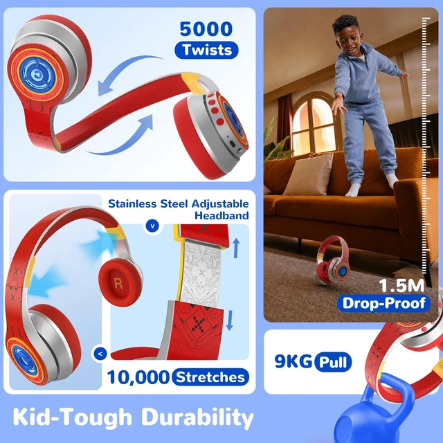 Alt view image 5 of 5 - iClever Noise Cancelling Headphones for Kids Bluetooth 75H Play LED Lights