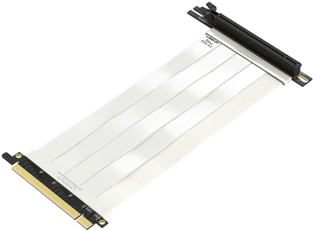 Main image of LINKUP - Ultra PCIe 4.0 X16 Riser Cable Shielded High-Speed Vertical Mount Gaming PCI Express Gen4Universal 90 Degree Socket (10cm / 3.9") 3.0 Gen3 CompatibleWhite
