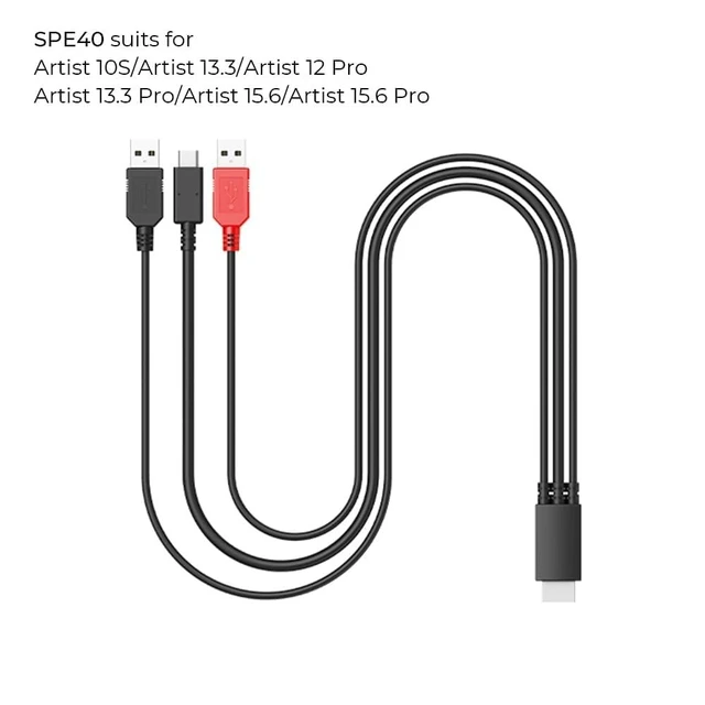 Alt view image 2 of 5 - Havapen SPE40 3-in-1 Cable for XPPen Artist 12 Pro/13.3(Pro)/15.6(Pro), Artist 13.3 Pro V2/15.6 Pro V2 Drawing Tablet - Creative Pen Display Cable