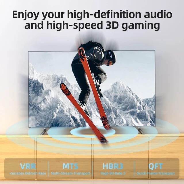 Alt view image 5 of 5 - Diyanisly 8K DisplayPort Cable, 32Gbps High-Speed, Braided, Supports 8K@60Hz 4K@120Hz, Dynamic HDR, DSC, Durable & Flexible, for Esports Display/Graphics Card/Projector (35 feet)