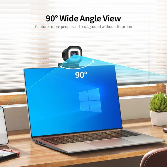 Alt view image 5 of 5 - TOALLIN 2K Webcam with Ring Light for Streaming, 1080P 60FPS, Dual Mic