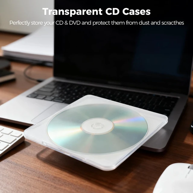 Alt view image 3 of 5 - 50Pcs Ultra Slim CD Cases, Transparent DVD Cases 5.1 x 4.9 x 0.16 in, Soft Plastic CD Jewel Cases with Inner Teeth, Space-Saving CD DVD Case for Safe Storage