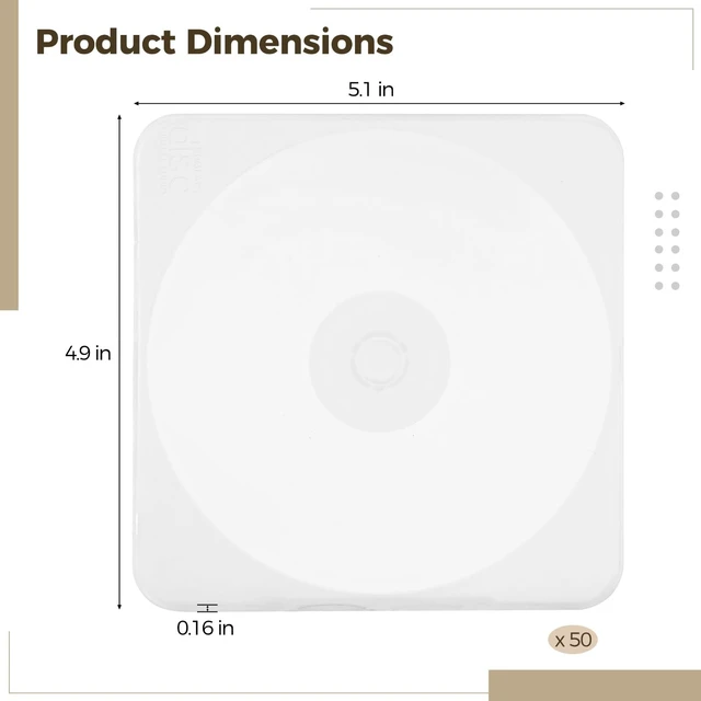 Alt view image 5 of 5 - 50Pcs Ultra Slim CD Cases, Transparent DVD Cases 5.1 x 4.9 x 0.16 in, Soft Plastic CD Jewel Cases with Inner Teeth, Space-Saving CD DVD Case for Safe Storage