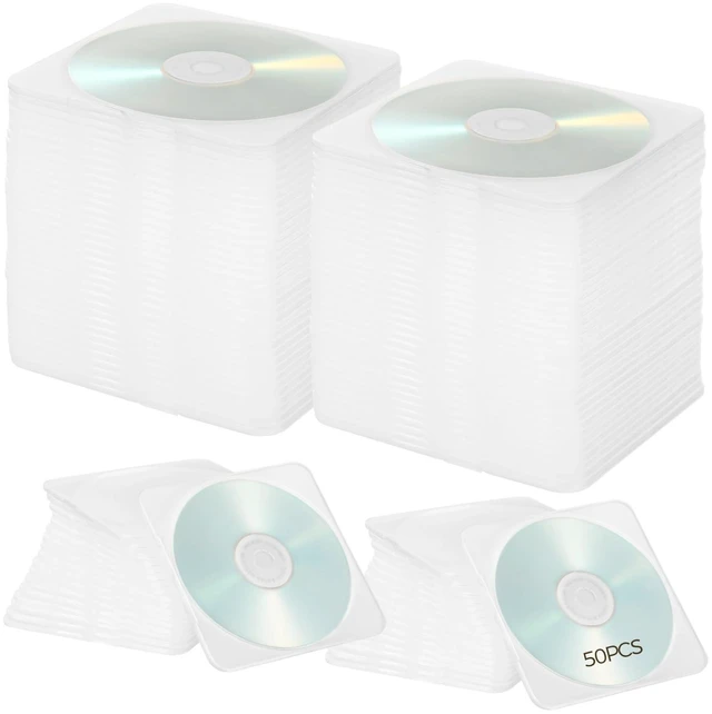 Main image of 50Pcs Ultra Slim CD Cases, Transparent DVD Cases 5.1 x 4.9 x 0.16 in, Soft Plastic CD Jewel Cases with Inner Teeth, Space-Saving CD DVD Case for Safe Storage