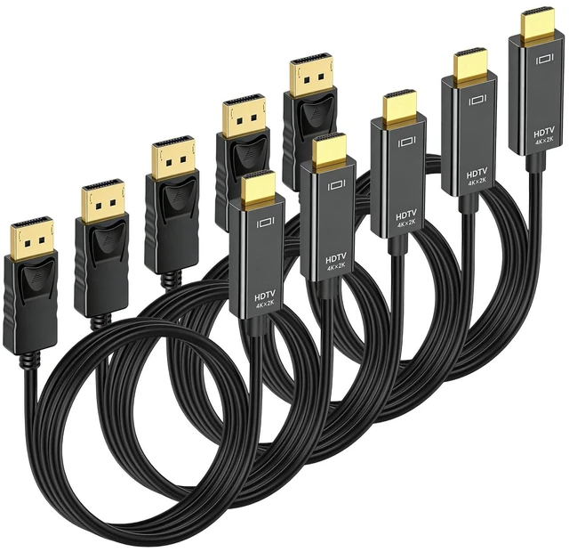 Main image of LNOSANLO 4K DisplayPort to HDMI Cable 5-Pack, 6 FT DP to HDMI Cable Adapter