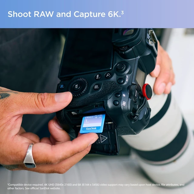 Alt view image 3 of 5 - SANDISK 512GB Creator SD UHS-II Card, Read speeds up to 280MB/s, for DSLR and Mirrorless Cameras, 4K UHD, 6K Video, V60, 1 Month of Adobe Creative Cloud Included - SDSDXEP-512G-GNCIS