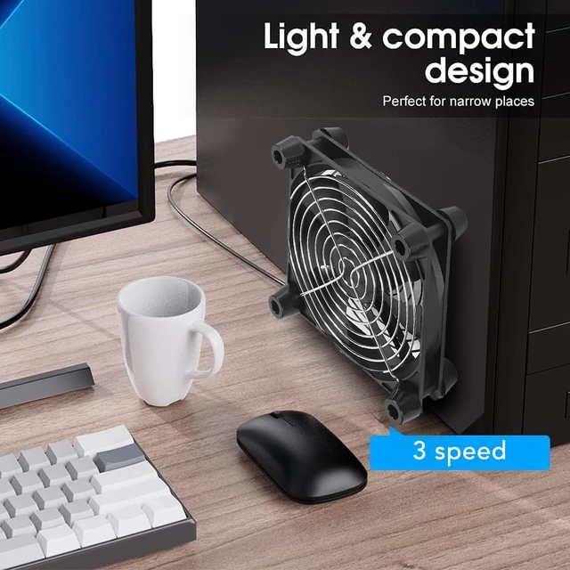 Alt view image 2 of 5 - LICAEVEY 120mm Computer Case Fan, 5V USB Powered 3 Speed Adjustable Cooling Fan with Dual Ball Bearings, for PC Gaming Console Router TV Receiver Tablet