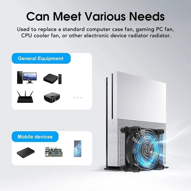 Alt view image 4 of 5 - LICAEVEY 120mm Computer Case Fan, 5V USB Powered 3 Speed Adjustable Cooling Fan with Dual Ball Bearings, for PC Gaming Console Router TV Receiver Tablet