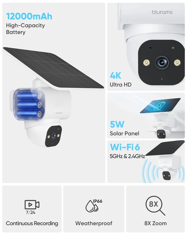 Alt view image 3 of 5 - blurams 4K Ultra Security Cameras Wireless Outdoor, 2Pack