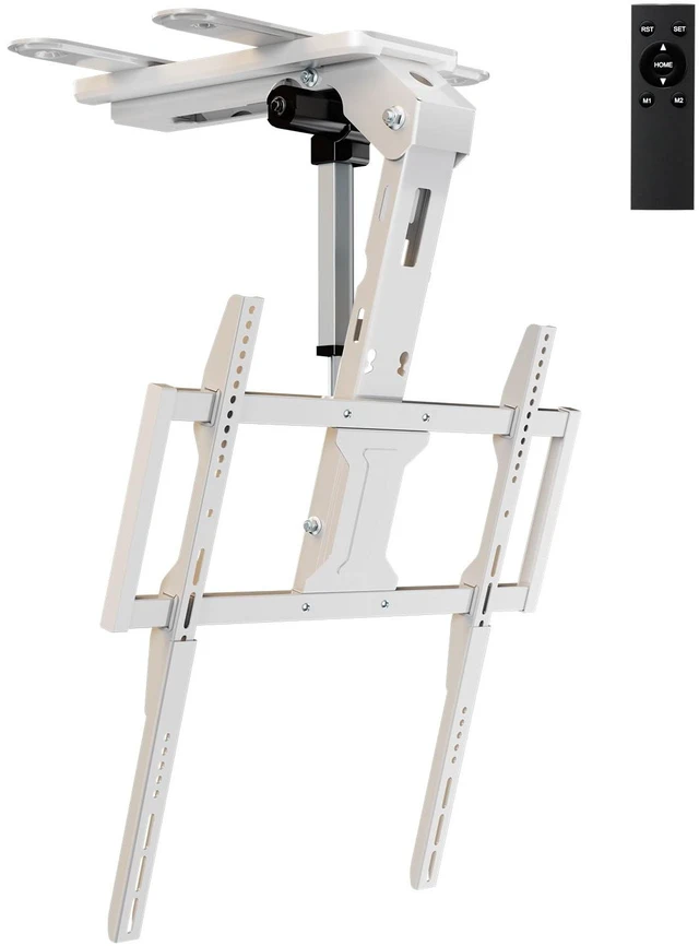 Main image of Motorized Ceiling TV Mount with Remote for 37-75 TVs, Flip Down, White