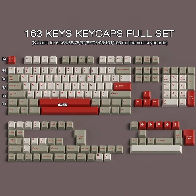 Alt view image 2 of 5 - Hyekit Vintage Double Shot PBT Keycaps Set, 163 Keys Cherry Profile