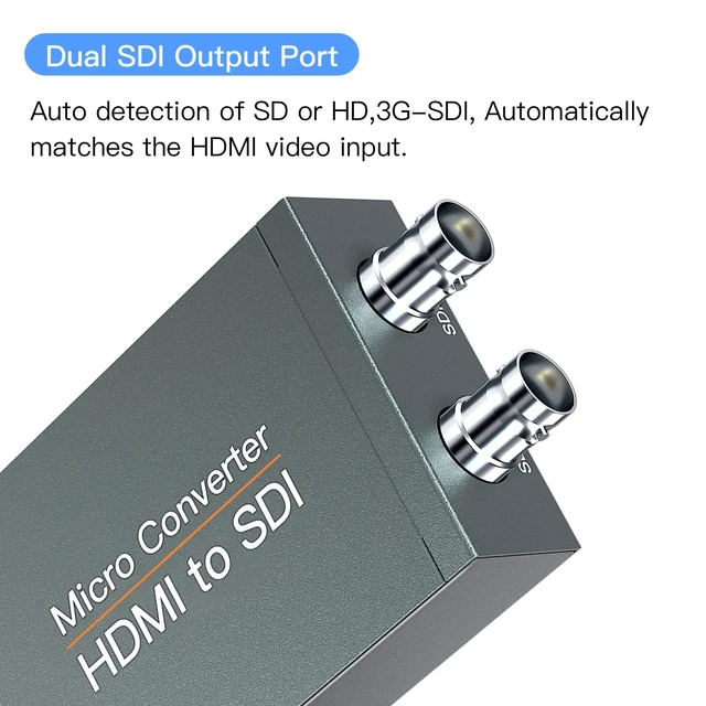 Alt view image 5 of 5 - HDMI to SDI, HDMI to 3G-SDI/HD-SDI Converter, Audio Embedder 2 Way SDI Converter Dual SDI Output Adapter Support 1080P for Camera Home Theater