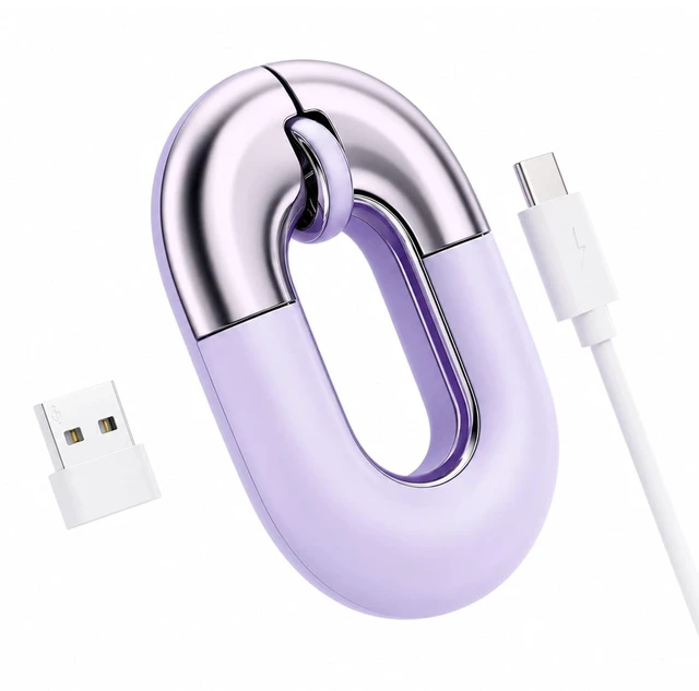 Main image of FOPATO Bluetooth Mouse for Laptop Donut Purple Wireless Mouse, Rechargeable