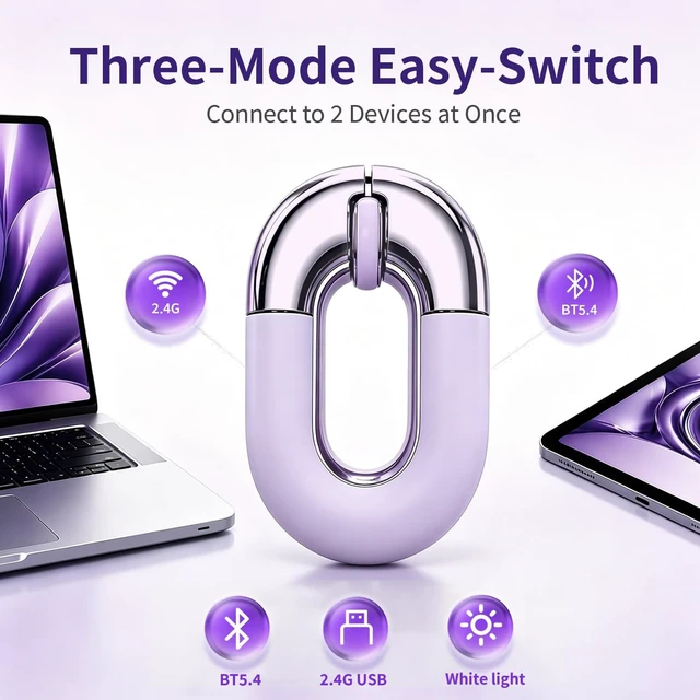 Alt view image 2 of 5 - FOPATO Bluetooth Mouse for Laptop Donut Purple Wireless Mouse, Rechargeable
