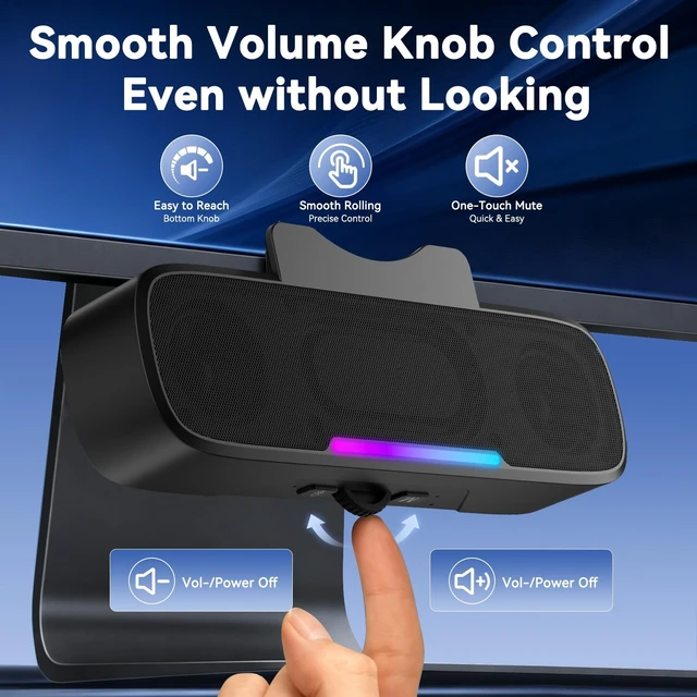 Alt view image 4 of 5 - OHAYO Computer Speakers for Desktop PC Monitor, USB Plug-in, G-Sensor
