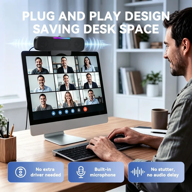 Alt view image 5 of 5 - OHAYO Computer Speakers for Desktop PC Monitor, USB Plug-in, G-Sensor