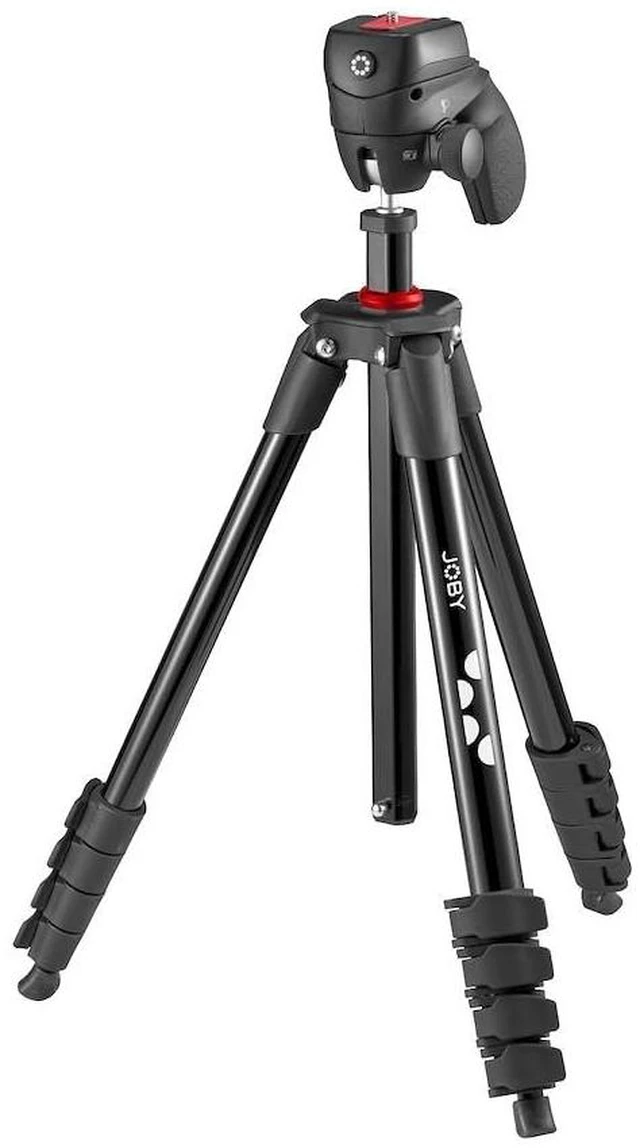Main image of Joby Compact Action Tripod, Camera Tripod with Ball Head, Universal -20 Quick Release Mount and Carrying Bag, for CSC,DSLR, Mirrorless Cameras, Colour: Black, 1.5kg Capacity