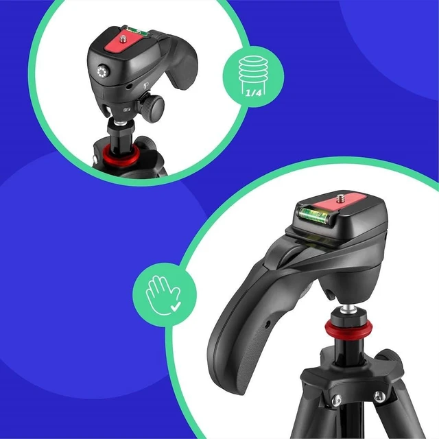 Alt view image 5 of 5 - Joby Compact Action Tripod, Camera Tripod with Ball Head, Universal -20 Quick Release Mount and Carrying Bag, for CSC,DSLR, Mirrorless Cameras, Colour: Black, 1.5kg Capacity