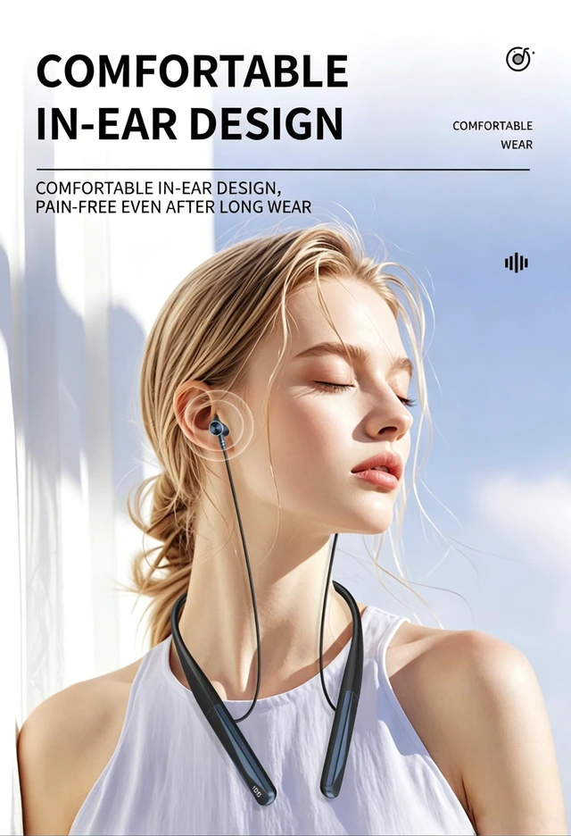 Alt view image 2 of 5 - MOCANIO Neckband Bluetooth Headphones, ENC Noise Cancelling Wireless Earbuds with Bluetooth 6.0, 35H Playtime LED Battery Display, Magnetic in-Ear Earphones for Sports Gaming Workout