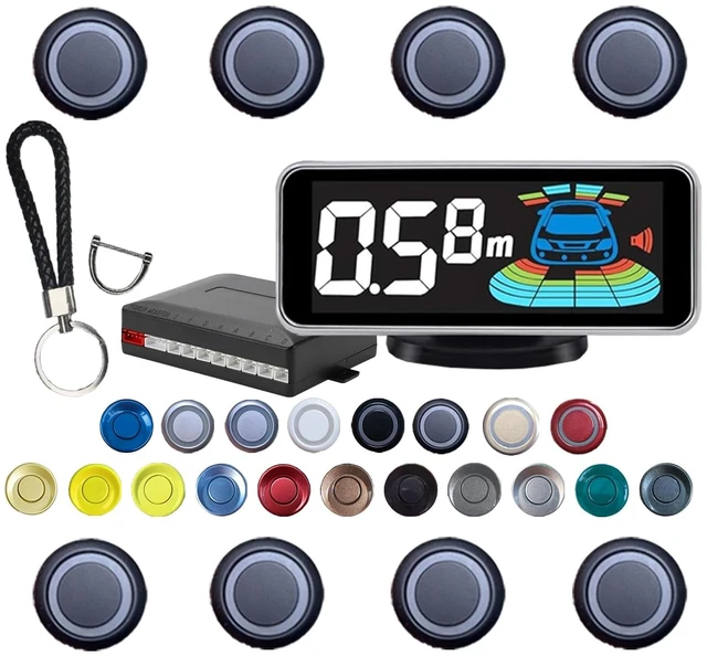 Main image of SANDETOUN Backup Parktronic System 8-Sensor with LCD Display & Car Keychain,Distance Detection (Meter/Feet),English/Spanish/Beep Alert Options 20 Color Probes:8 Main Colors 20mm Compact Elegant Design