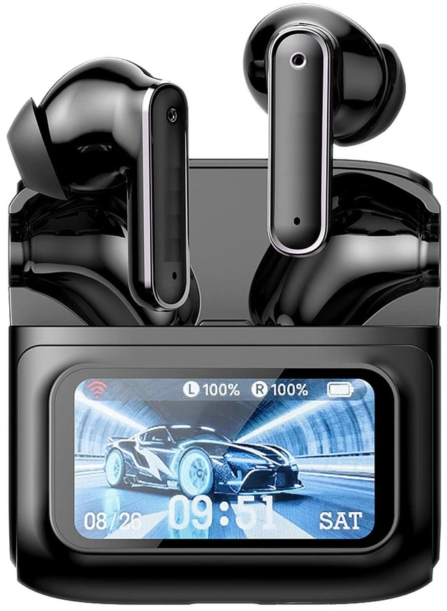 Main image of MS128 Bluetooth 6.0 Headphones with Multifunctional LED Touch Display, Wireless Earbuds Noise Reduction / IPX5 Waterproof / HiFi Stereo Comfortable, in-Ear Earphone for Gameplay/Sports/Work (Bl