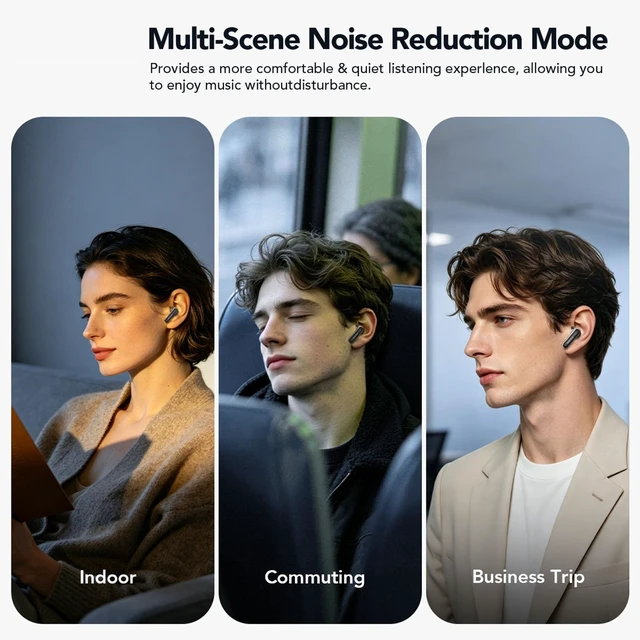 Alt view image 5 of 5 - MS128 Bluetooth 6.0 Headphones with Multifunctional LED Touch Display, Wireless Earbuds Noise Reduction / IPX5 Waterproof / HiFi Stereo Comfortable, in-Ear Earphone for Gameplay/Sports/Work (Bl