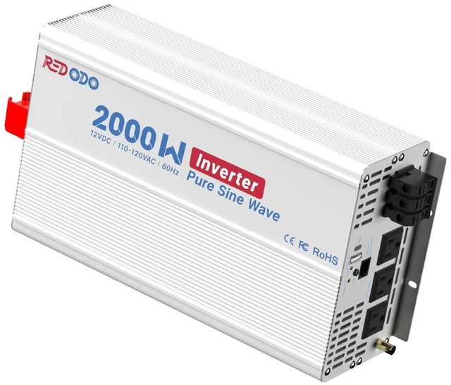 Main image of Redodo 2000W Pure Sine Wave Inverter, Power Inverter 12V DC to 120V AC Converter for Vehicles, RV, Home, Outdoor, with 4 AC Outlets, Type-C/USB Interface, Remote Controller, Surge 4000W