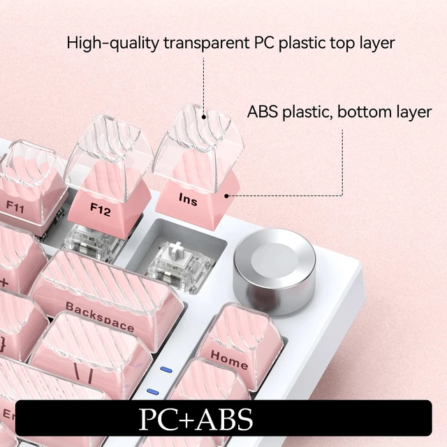 Alt view image 2 of 5 - GTSP 136 Keys Pink Keycaps Side Printed OEM Profile for Gaming Keyboard