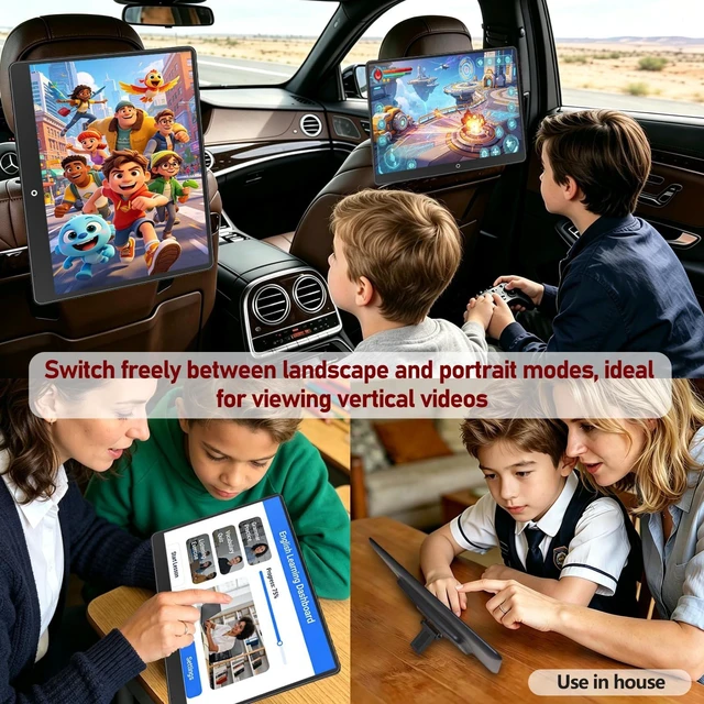Alt view image 5 of 5 - 15 Inch 4K Android Car Headrest Monitor, Rear Seat Entertainment System with Wireless Screen Mirroring & Touchscreen, Car TV with WiFi/Bluetooth/HDMI/USB Input, 4GB+64GB Octa-Core Vehicle Displ