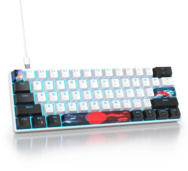 Main image of Ussixchare 60 Percent Gaming Keyboard 61 Keys Mechanical Keyboard Ultra Compact Wird Keyboard LED Backlit with Red Switch for PC Laptop Gamer(61 White)
