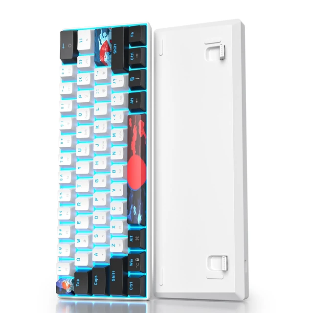 Alt view image 2 of 5 - Ussixchare 60 Percent Gaming Keyboard 61 Keys Mechanical Keyboard Ultra Compact Wird Keyboard LED Backlit with Red Switch for PC Laptop Gamer(61 White)