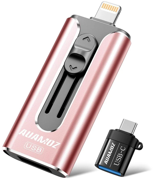 Main image of AUAMOZ 512GB Flash Drive for iPhone Photo Stick USB Memory Stick, Portable Thumb Drive for Photo Video Storage and Transfer, Compatible with iPhone, iPad, Android, PC (Pink)