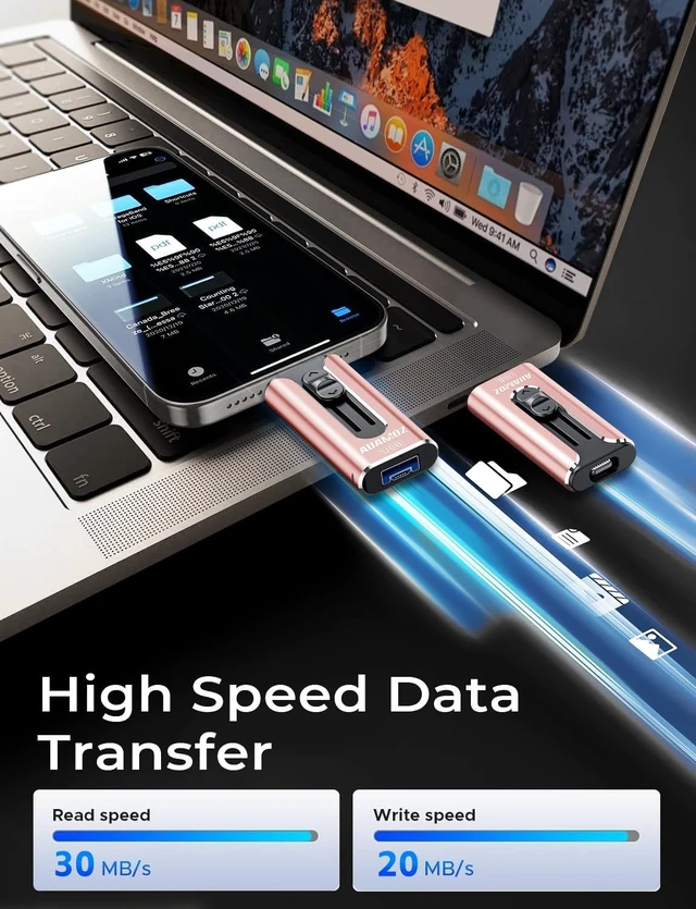 Alt view image 3 of 5 - AUAMOZ 512GB Flash Drive for iPhone Photo Stick USB Memory Stick, Portable Thumb Drive for Photo Video Storage and Transfer, Compatible with iPhone, iPad, Android, PC (Pink)