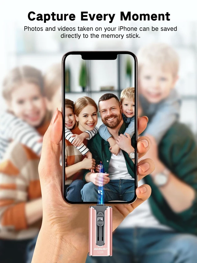 Alt view image 5 of 5 - AUAMOZ 512GB Flash Drive for iPhone Photo Stick USB Memory Stick, Portable Thumb Drive for Photo Video Storage and Transfer, Compatible with iPhone, iPad, Android, PC (Pink)