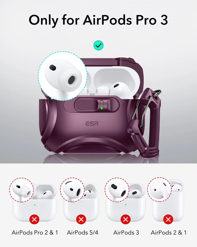 Alt view image 2 of 5 - ESR for AirPods Pro 3 Case (2025), Compatible with MagSafe, Burgundy