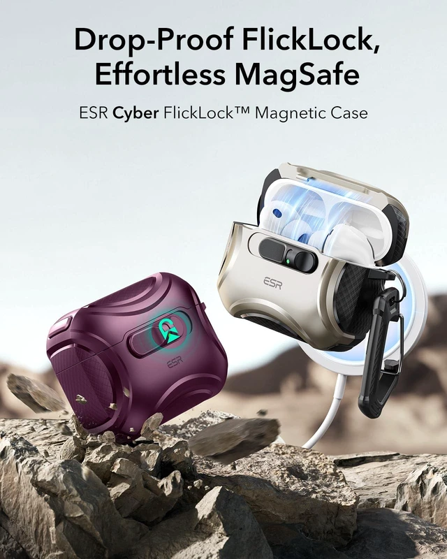 Alt view image 3 of 5 - ESR for AirPods Pro 3 Case (2025), Compatible with MagSafe, Burgundy