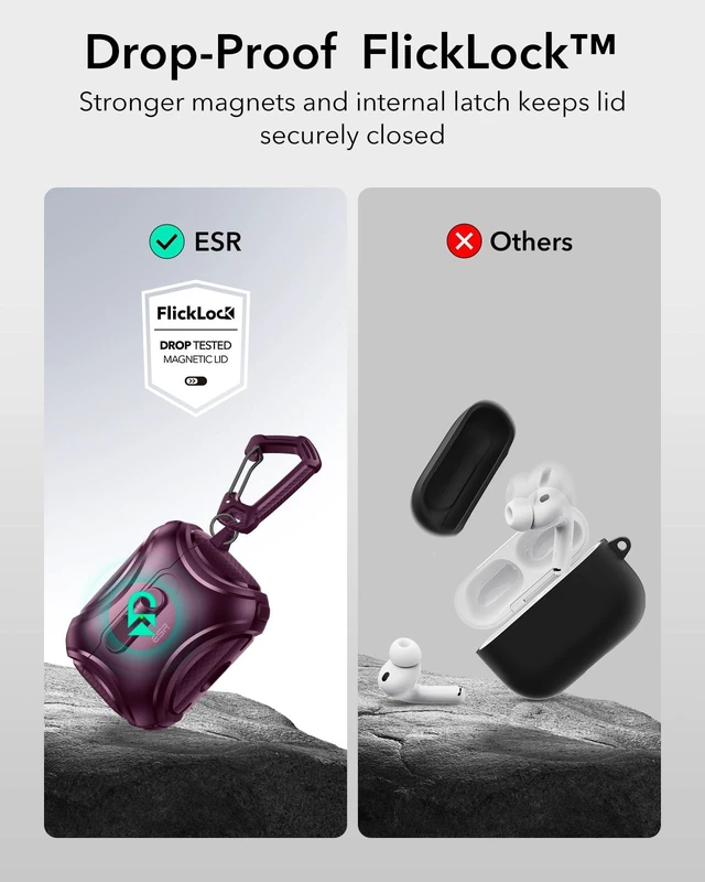 Alt view image 4 of 5 - ESR for AirPods Pro 3 Case (2025), Compatible with MagSafe, Burgundy