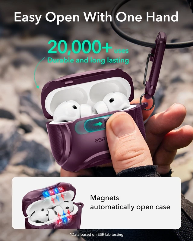 Alt view image 5 of 5 - ESR for AirPods Pro 3 Case (2025), Compatible with MagSafe, Burgundy