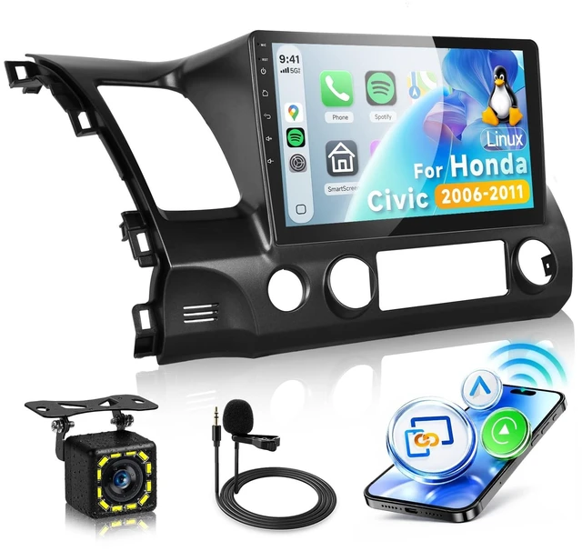 Main image of Driauto Linux System Car Stereo for Honda Civic 2006 2007 2008 2009 2010 2011 with Wireless Carplay and Android Auto, 10 Inch for Honda Civic Radio Bluetooth Mirror Link WIFI SWC FM EQ USB+ Bac