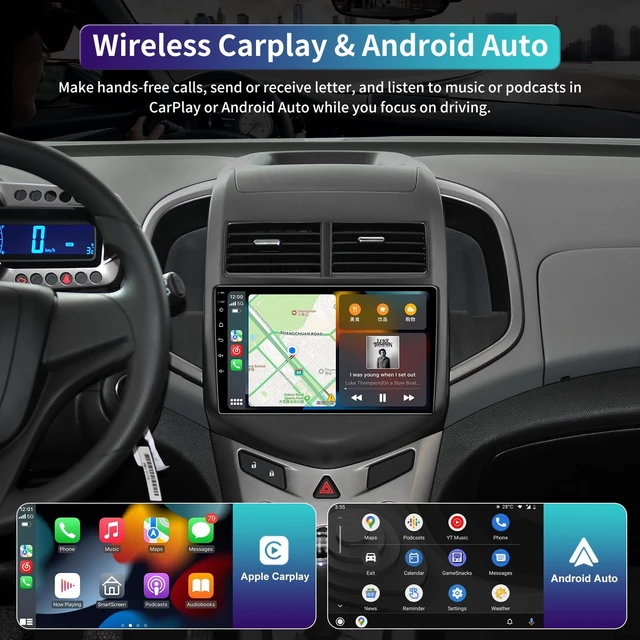 Alt view image 3 of 5 - 9.2 Inch 5G WiFi 8 Core Car Radio Stereo for Chevy Aveo Sonic 2011 2012 2013 2014 2015 with Wireless Carplay/Andriod Auto, Bluetooth GPS FM AM USB Mirror Link Backup Camera,4G RAM 64G ROM
