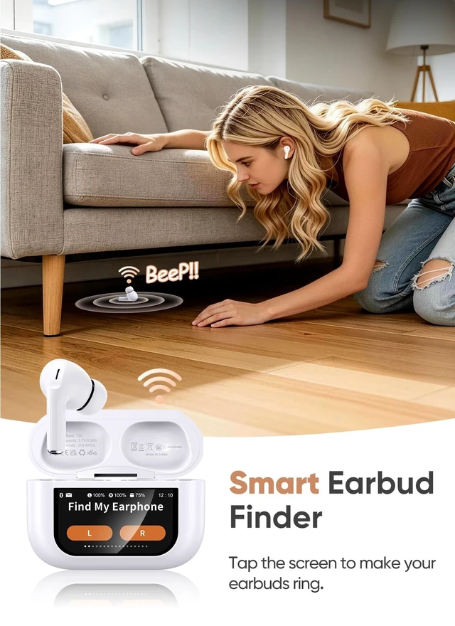 Alt view image 4 of 5 - Wireless Earbuds, Smart Touchscreen Ear Buds, ANC Headphones, Bluetooth 5.4