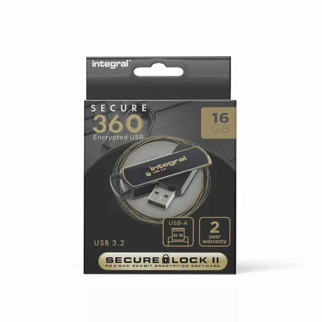 Main image of Integral 16GB Secure 360 Encrypted USB3.0 Flash Drive (256-bit AES Encryption)